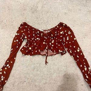 flowey long sleeve floral cropped blouse from pacsun